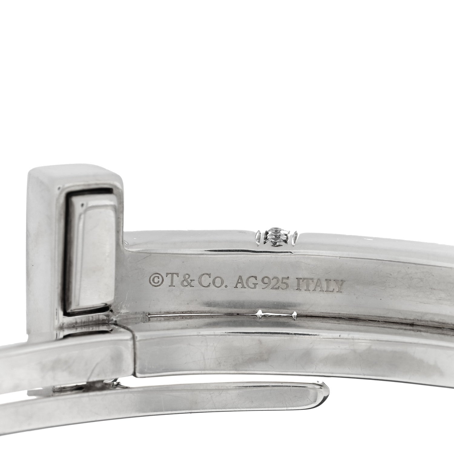 Tiffany Sterling Silver Diamond T Square Wrap Bracelet 3 of 4