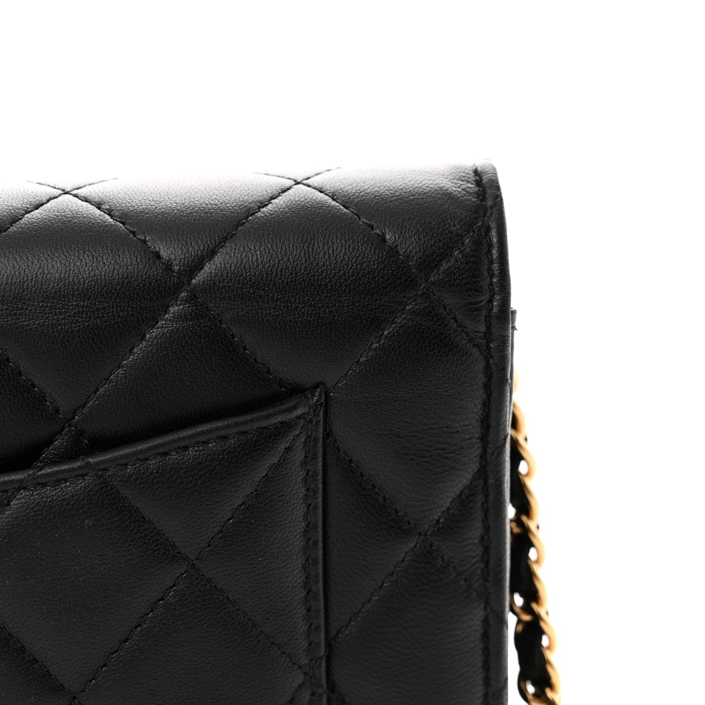 Lambskin Quilted Wallet On Chain WOC Black