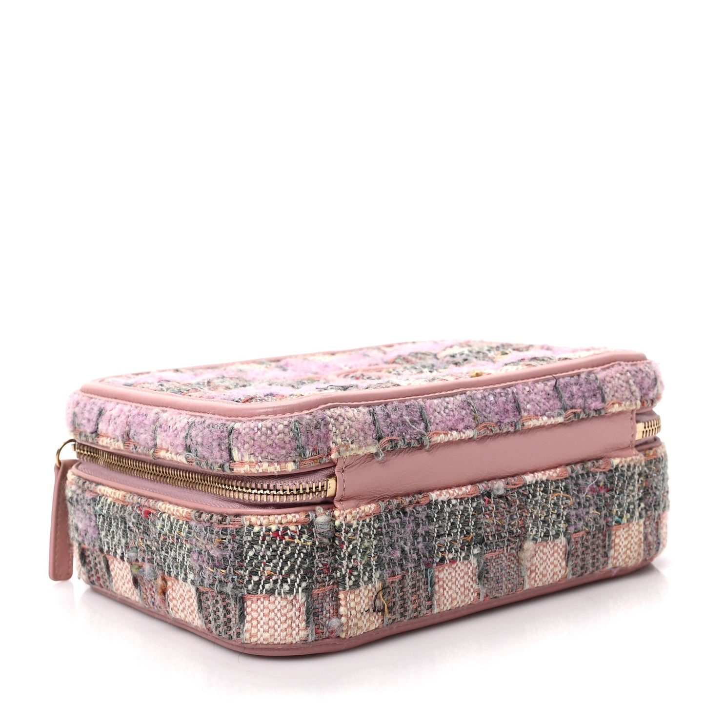 Tweed Quilted Medium CC Filigree Vanity Case Pink Multicolor