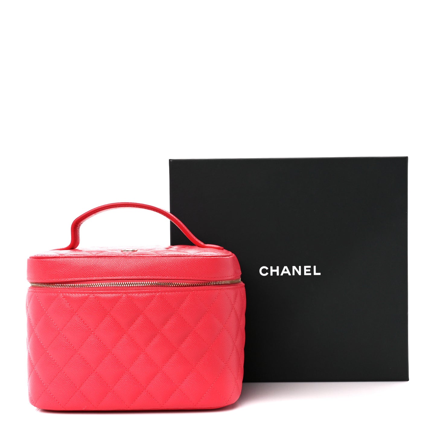 Caviar Quilted Large Vanity Pouch Red