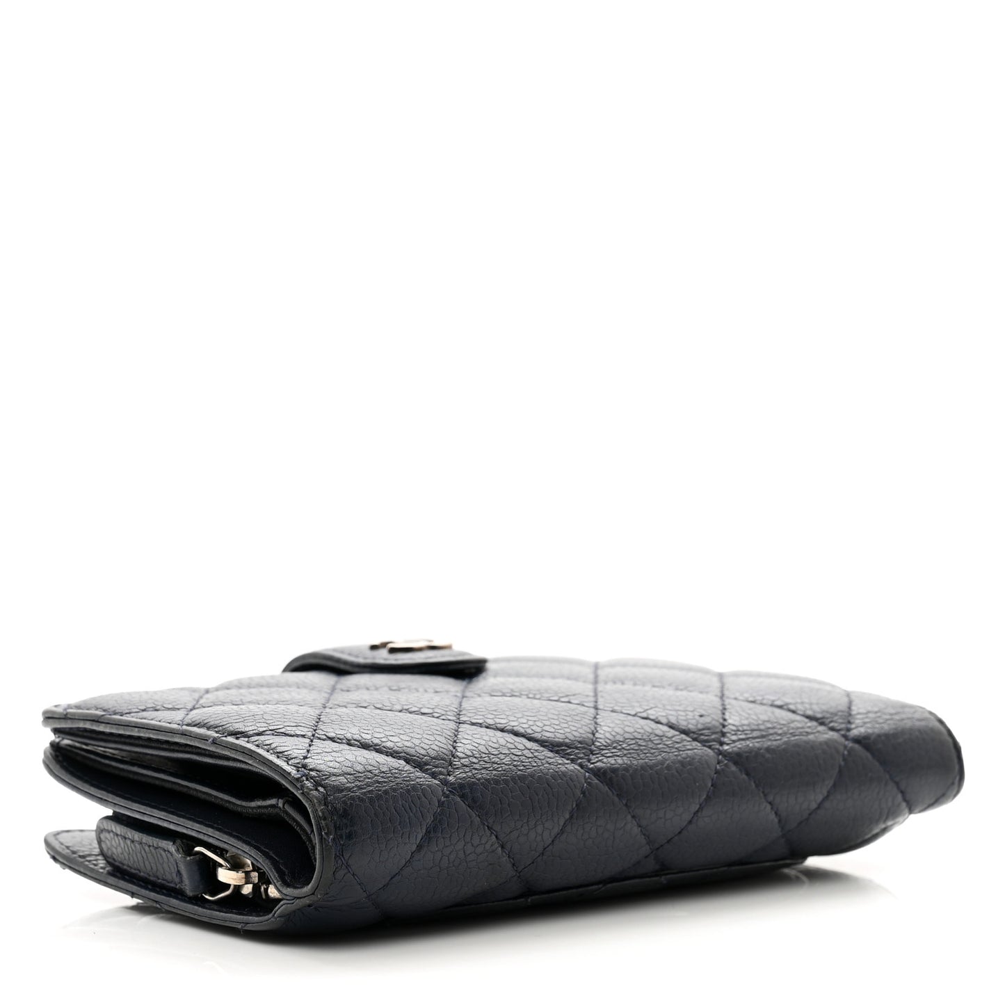 Caviar Quilted CC French Wallet Navy