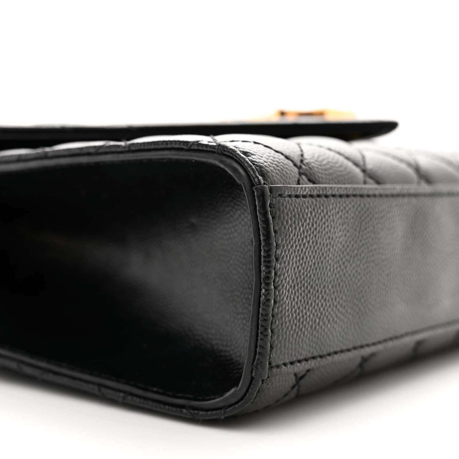 Saint Laurent Grain De Poudre Textured Mixed Matelasse Triquilt Medium Monogram Satchel Black 9 of 14
