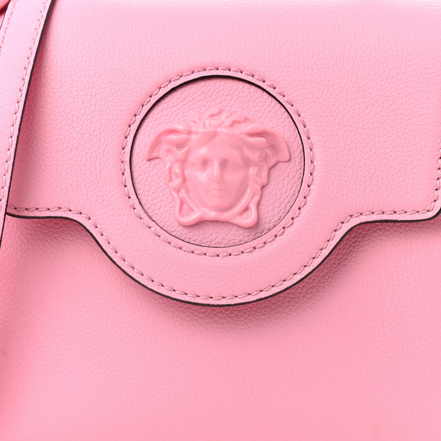 Grained Calfskin Small La Medusa Top Handle Bag Pink