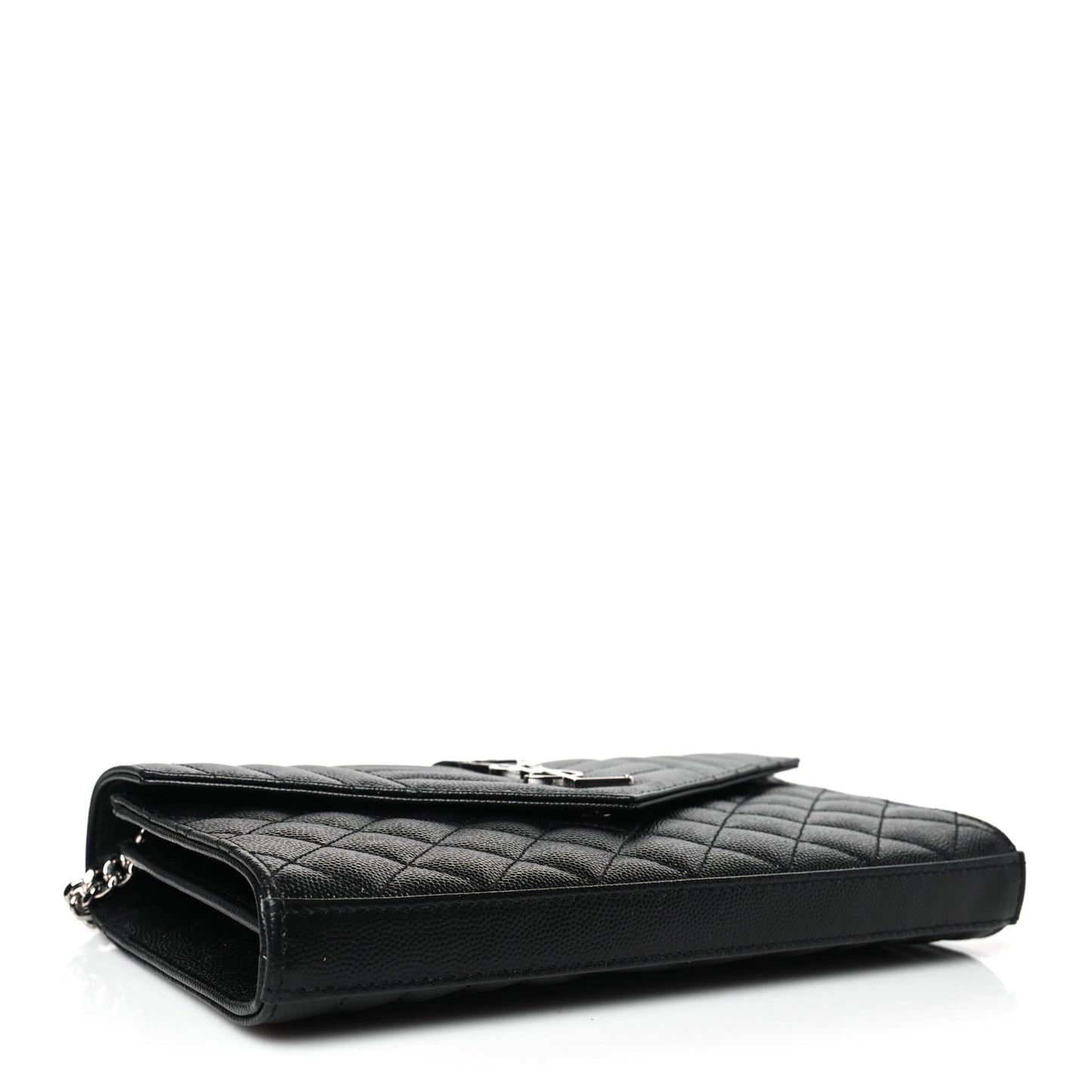 Grain De Poudre Mixed Matelasse Triquilt Monogram Chain Wallet Black