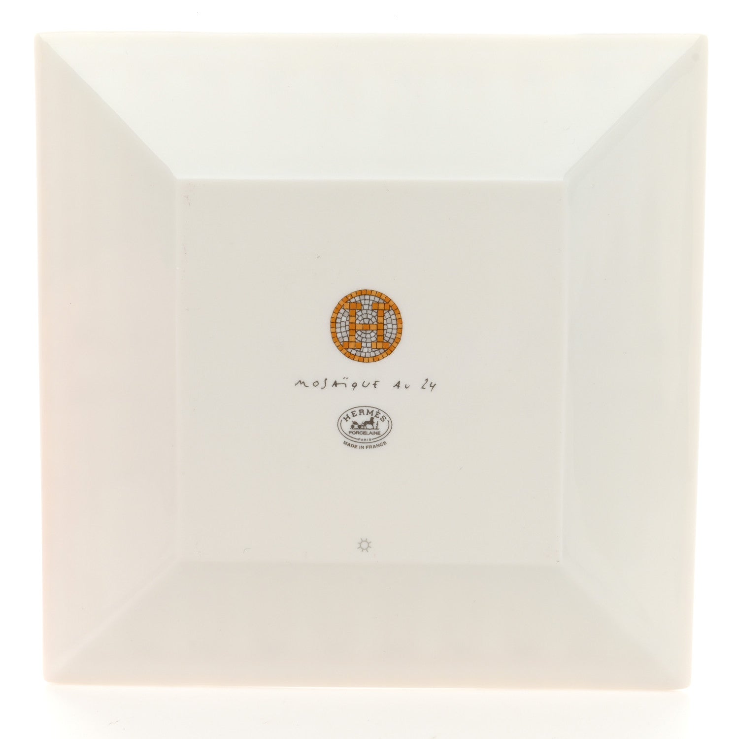 Hermes Porcelain Mosaique Au 24 Set of 3 Square Plates Gold 4 of 14