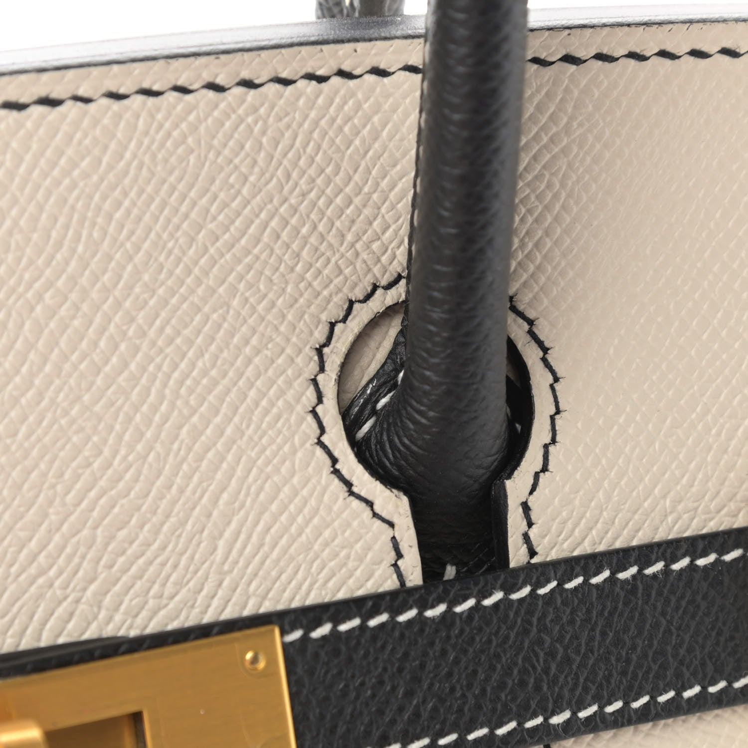 Hermes Epsom Horseshoe Bi Color Birkin 30 Craie Black 13 of 13