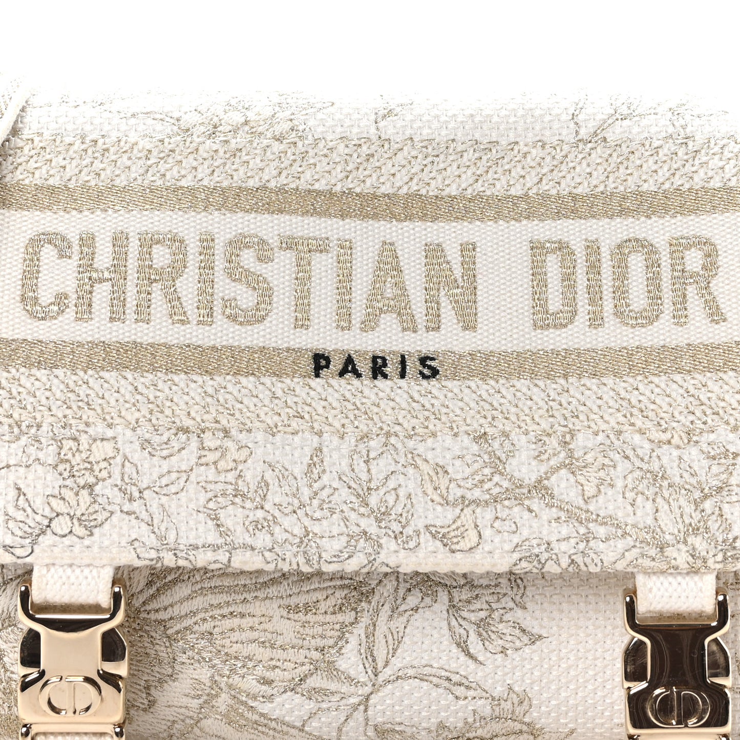 Canvas Embroidered Toile De Jouy Small Diorcamp Messenger White Gold