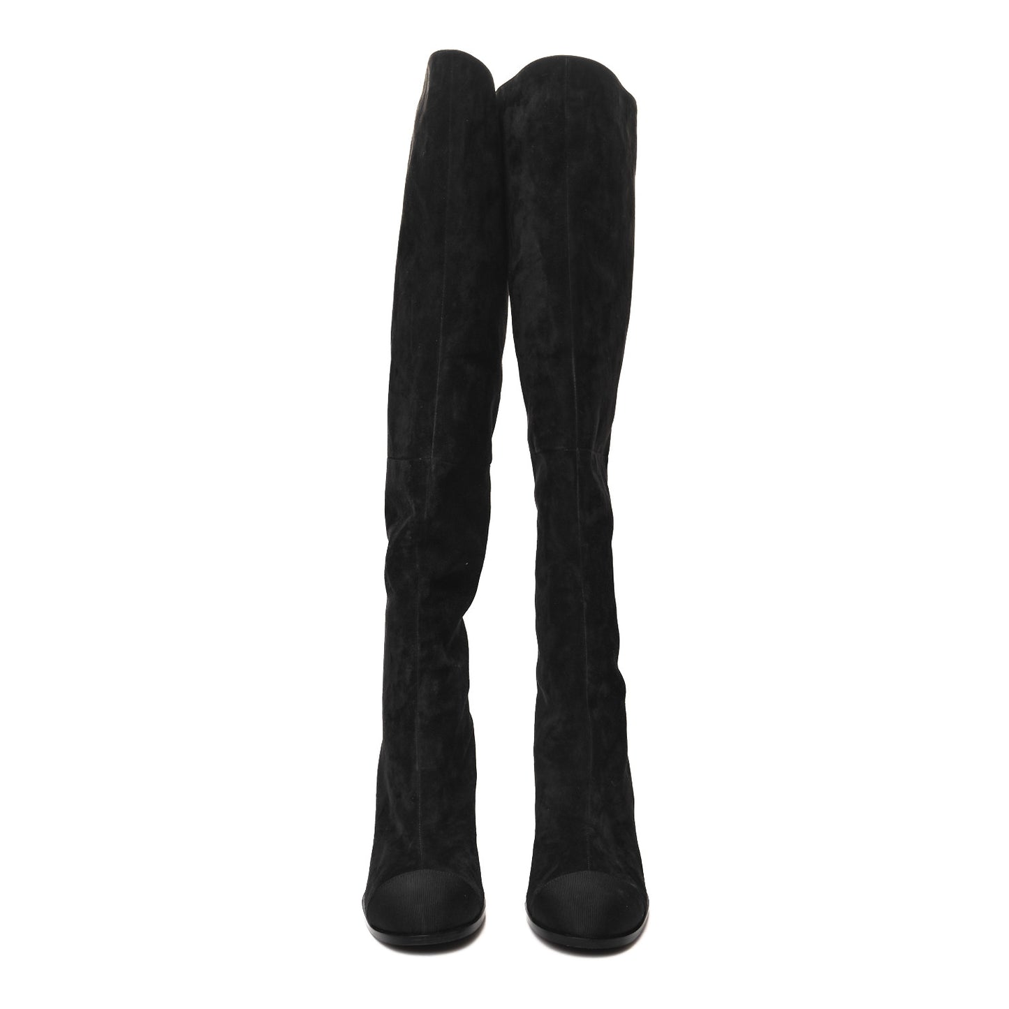 Suede Calfskin Grosgrain High Boots 39.5 Black