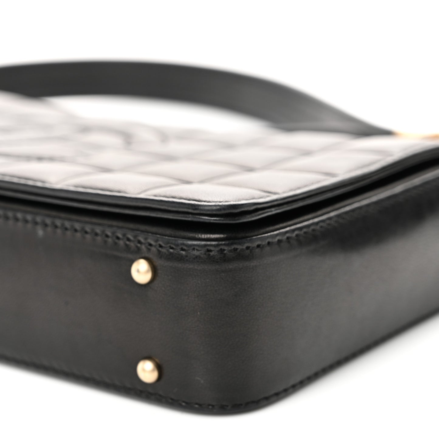 Lambskin Quilted CC Chocolate Bar Flap Black