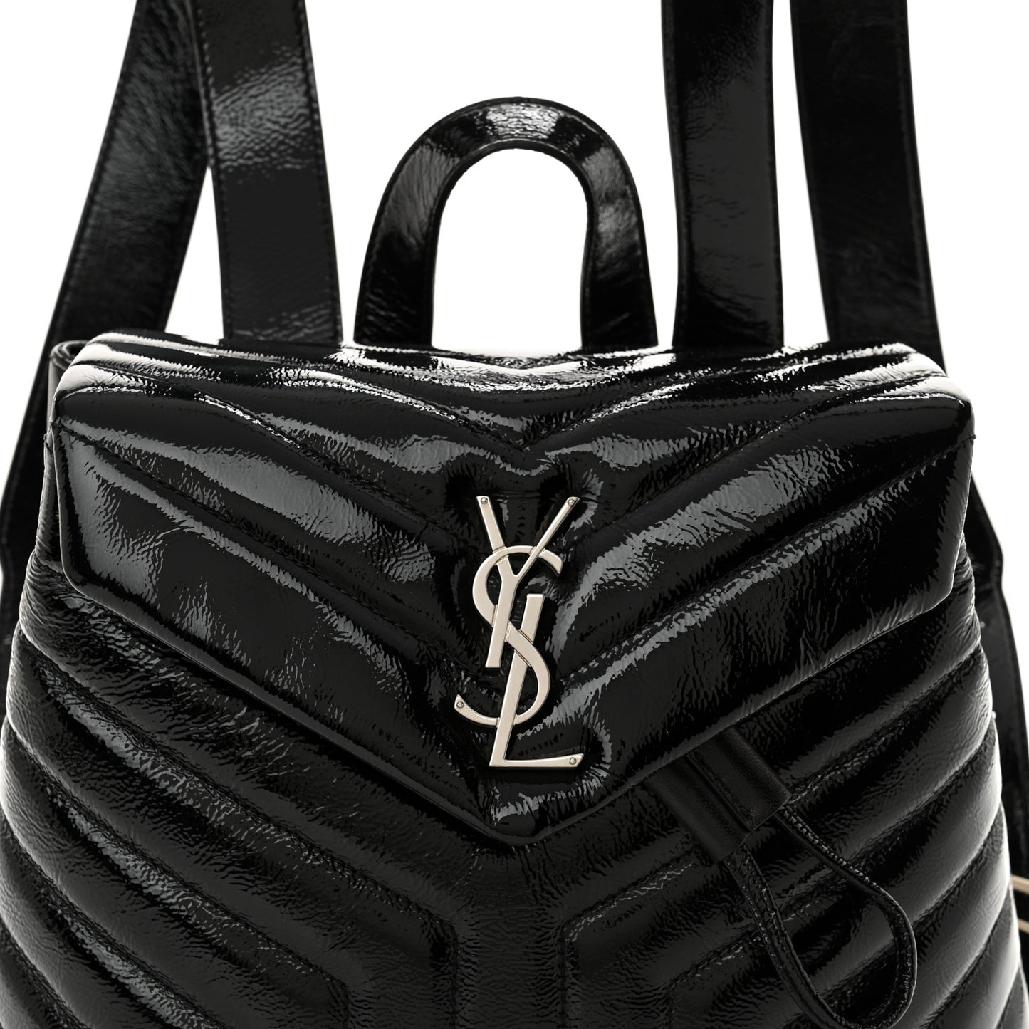 Patent Y Quilted Monogram Small Loulou Backpack Black