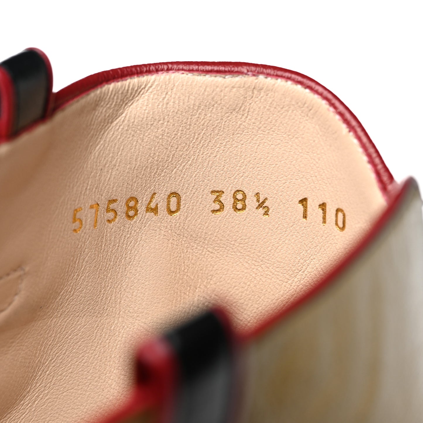 Calfskin Wrinkled Kid Diagonal Striped Zumi Knee Boots 38.5 Black Beige Romantic Cherry