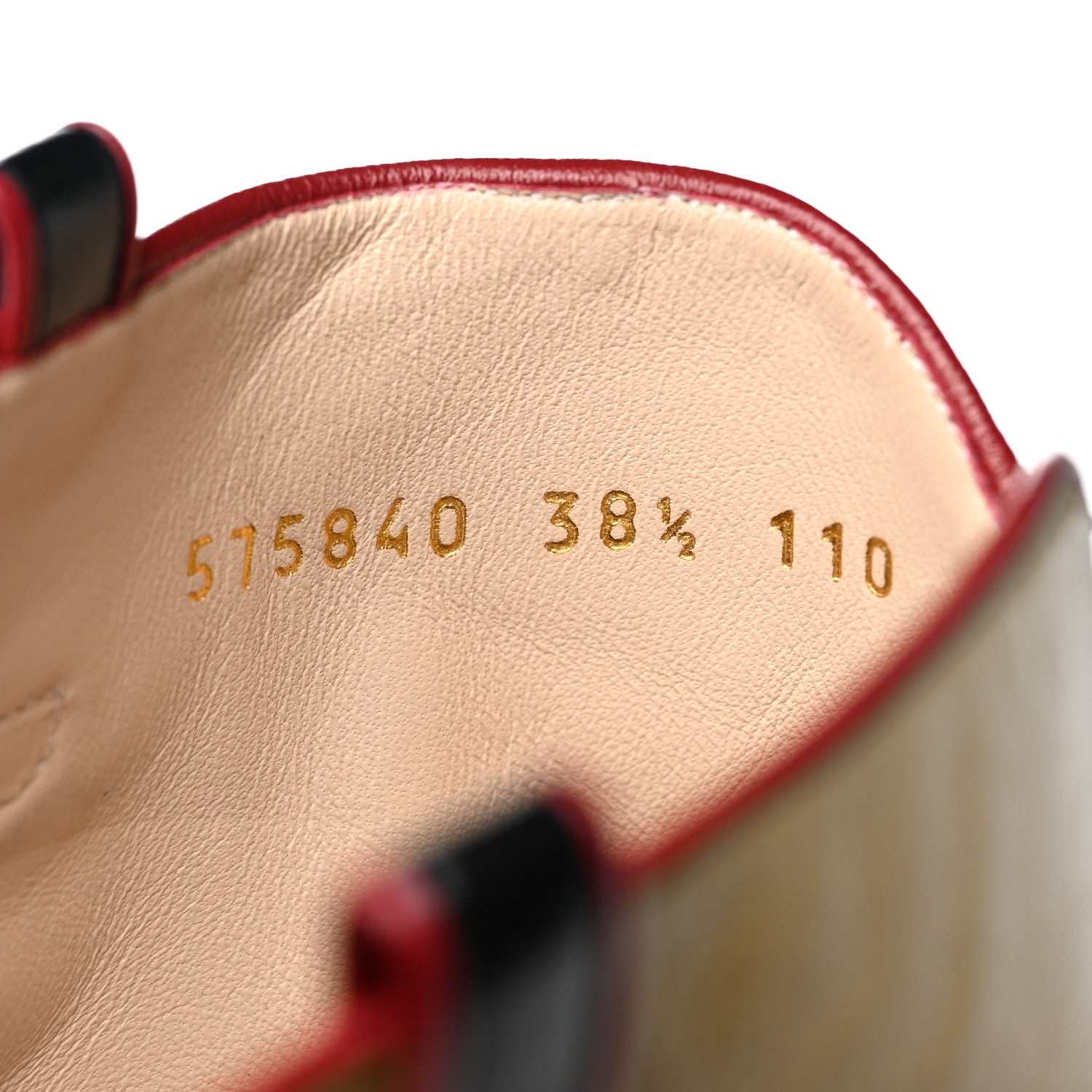 Gucci Calfskin Wrinkled Kid Diagonal Striped Zumi Knee Boots 38.5 Black Beige Romantic Cherry 7 of 9