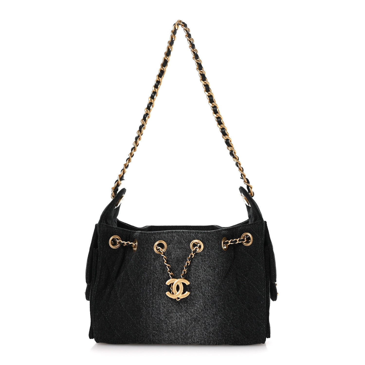 Chanel Washed Denim Quilted Mini Chanel 25 Handbag Black 1817968