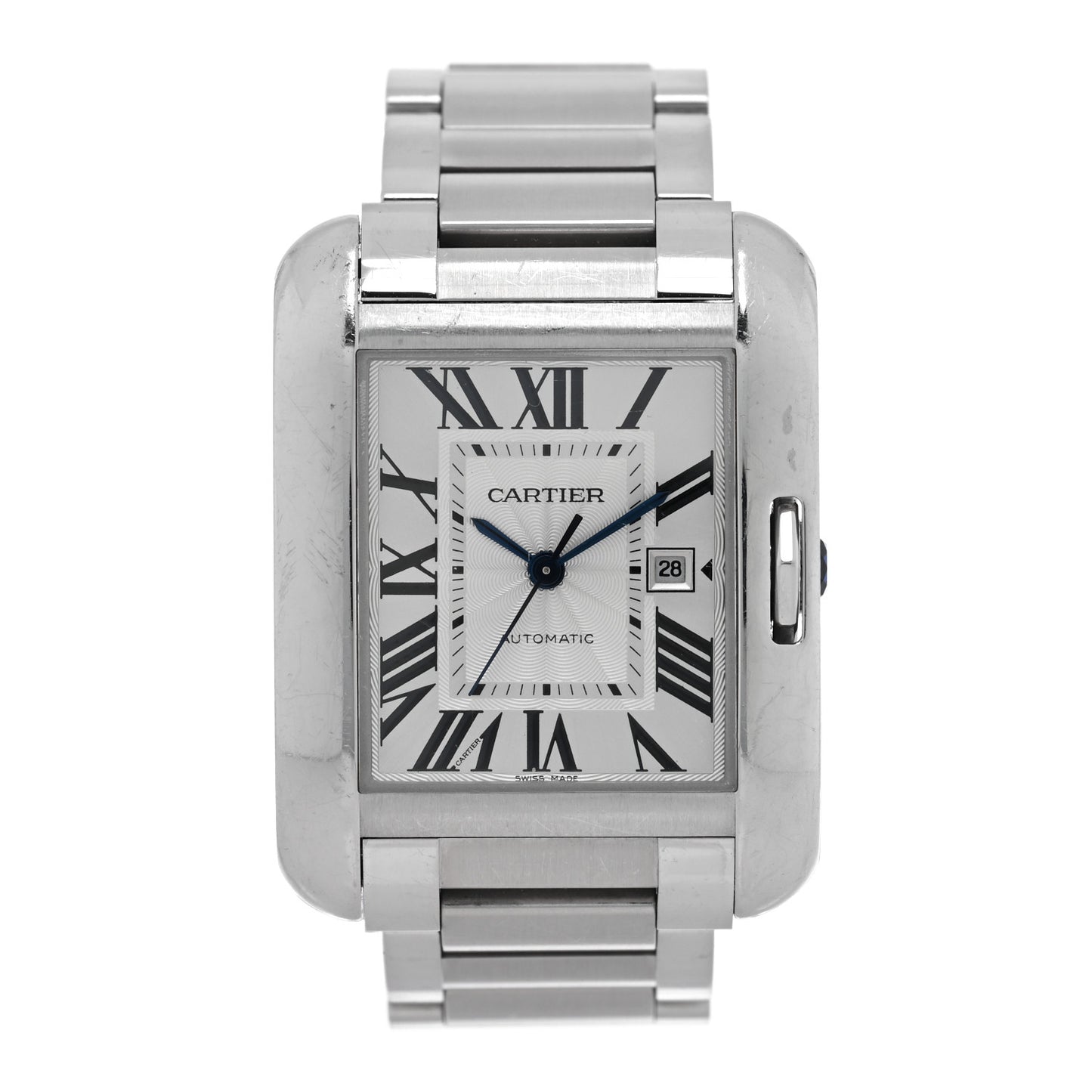 Stainless Steel 30mm Tank Anglaise Automatic Watch