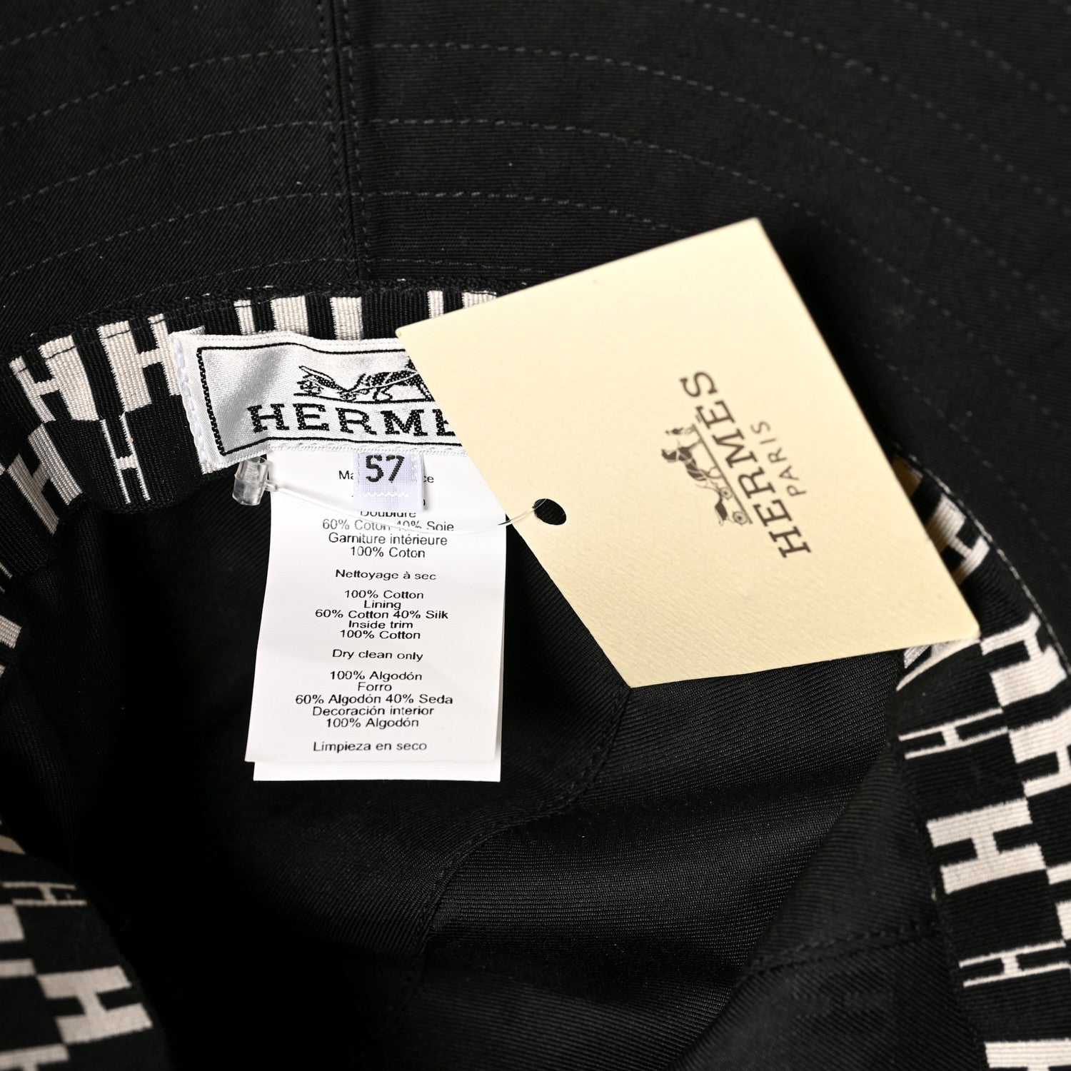 Hermes Cotton Eden Bucket Hat 57 Black 8 of 8