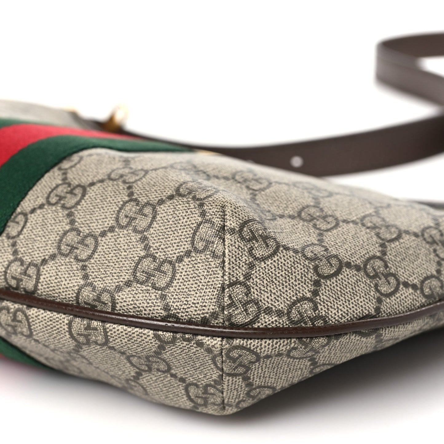 GG Supreme Monogram Web Small Ophidia Half Moon Hobo Brown