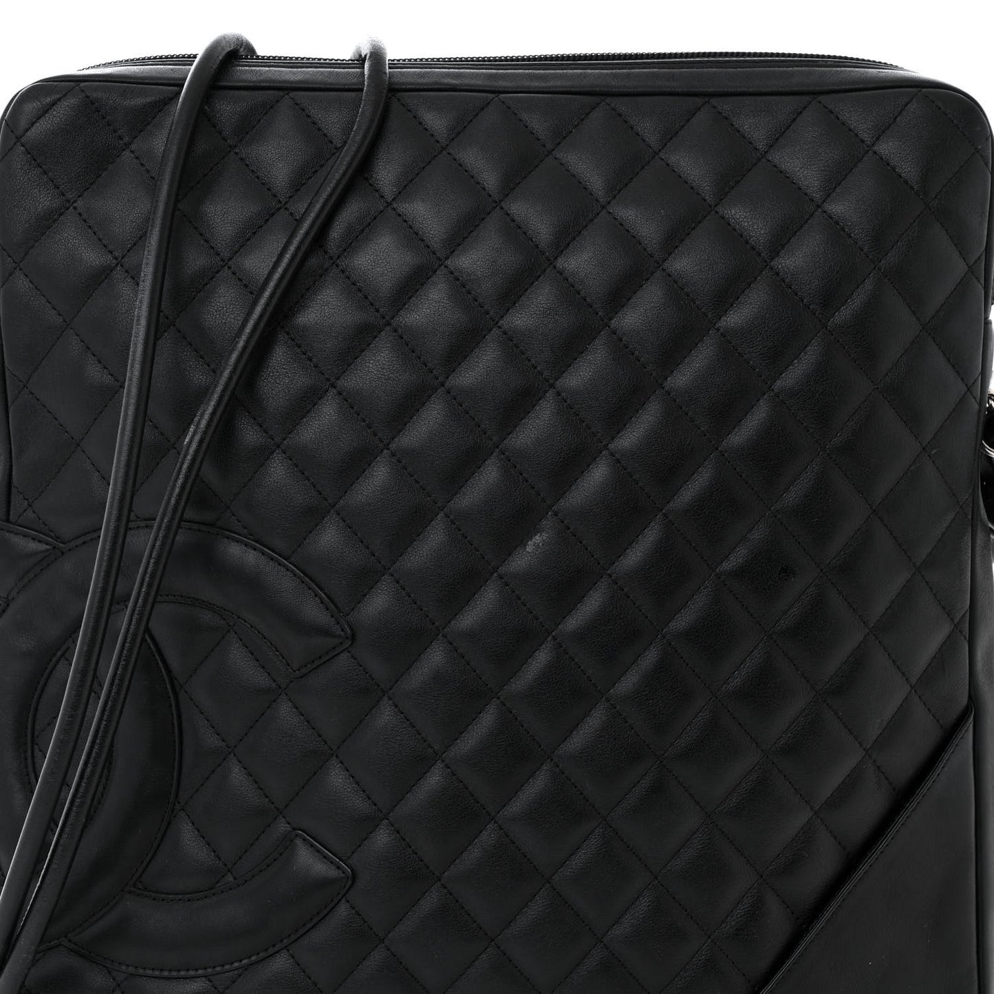 Calfskin Quilted Large Cambon Messenger Black