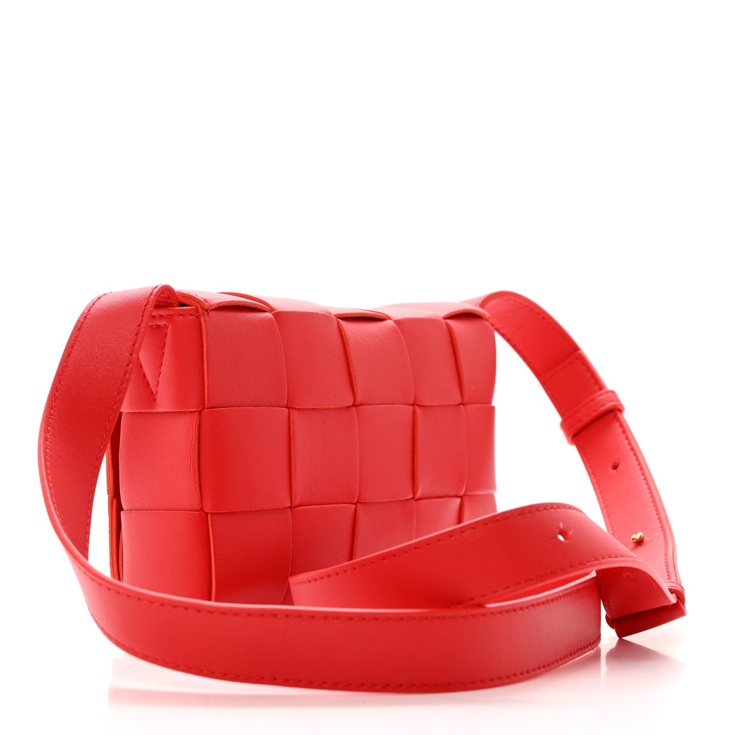 Lambskin Maxi Intrecciato Small Cassette Crossbody Bag Redstone