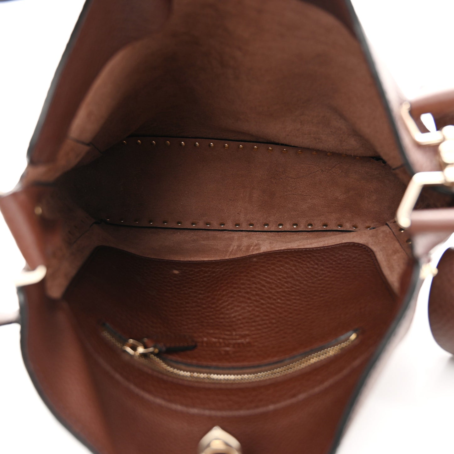 Pebbled Calfskin Large Rockstud Flip-Lock Messenger Bag Brown