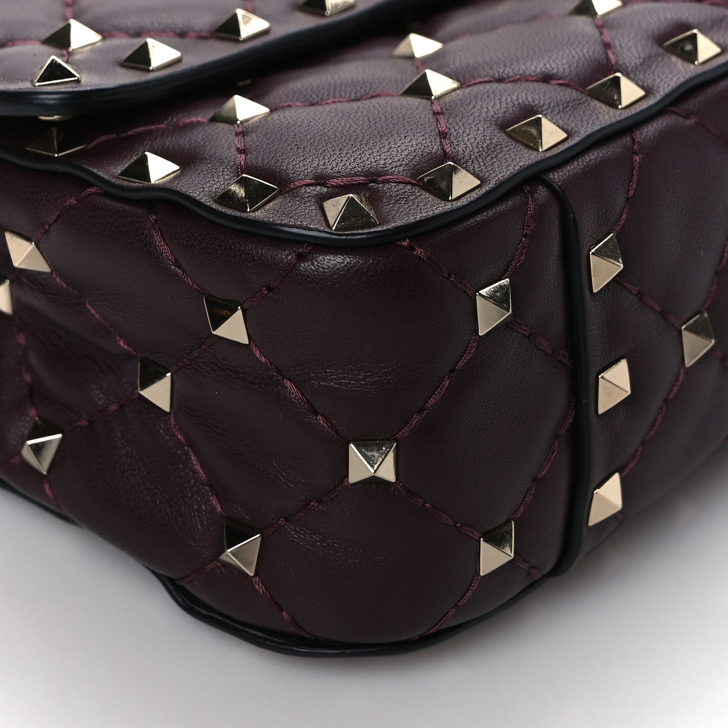 Lambskin Small Rockstud Spike Shoulder Bag Rubin