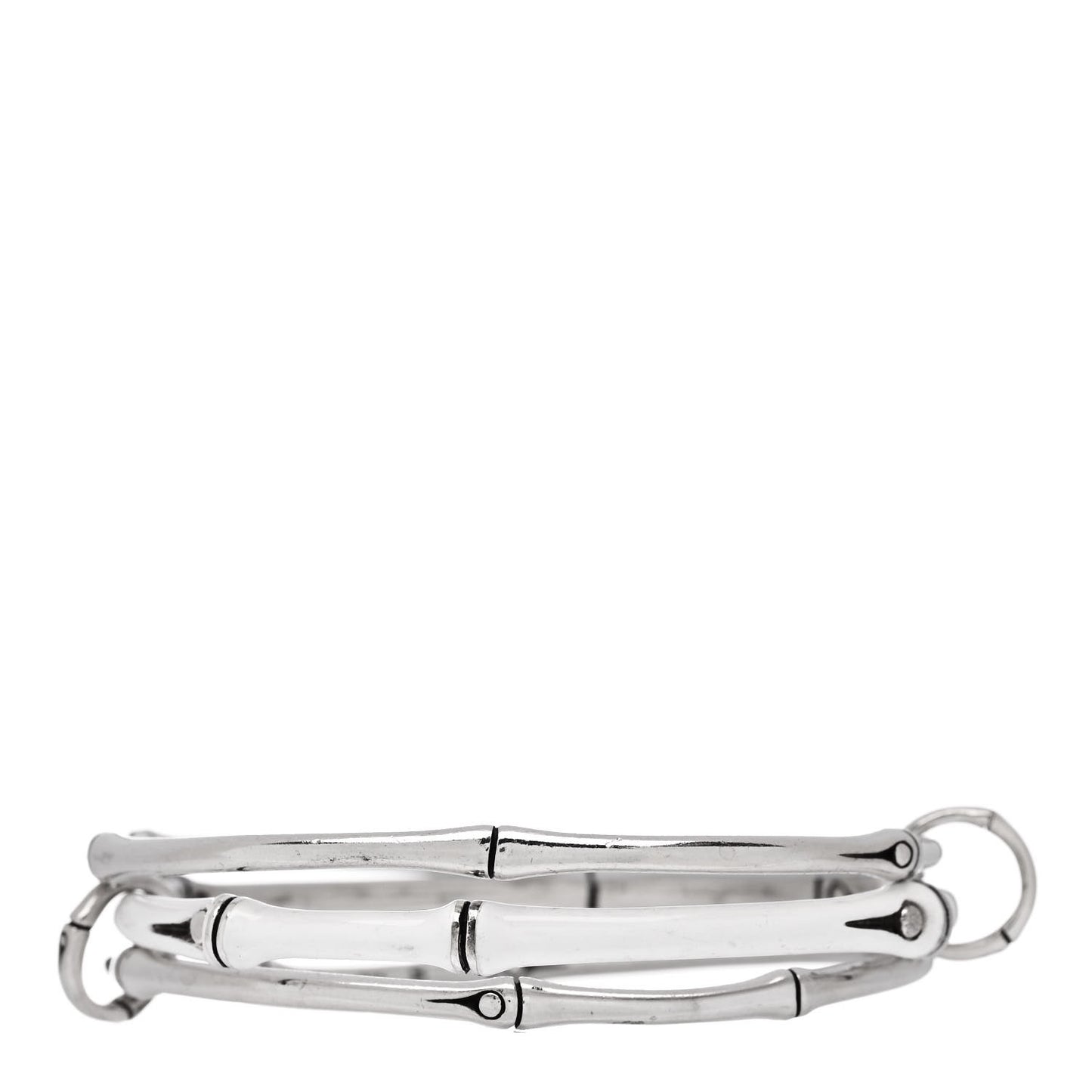 Sterling Silver Enamel Bamboo Bangle Bracelet Set of 3 White