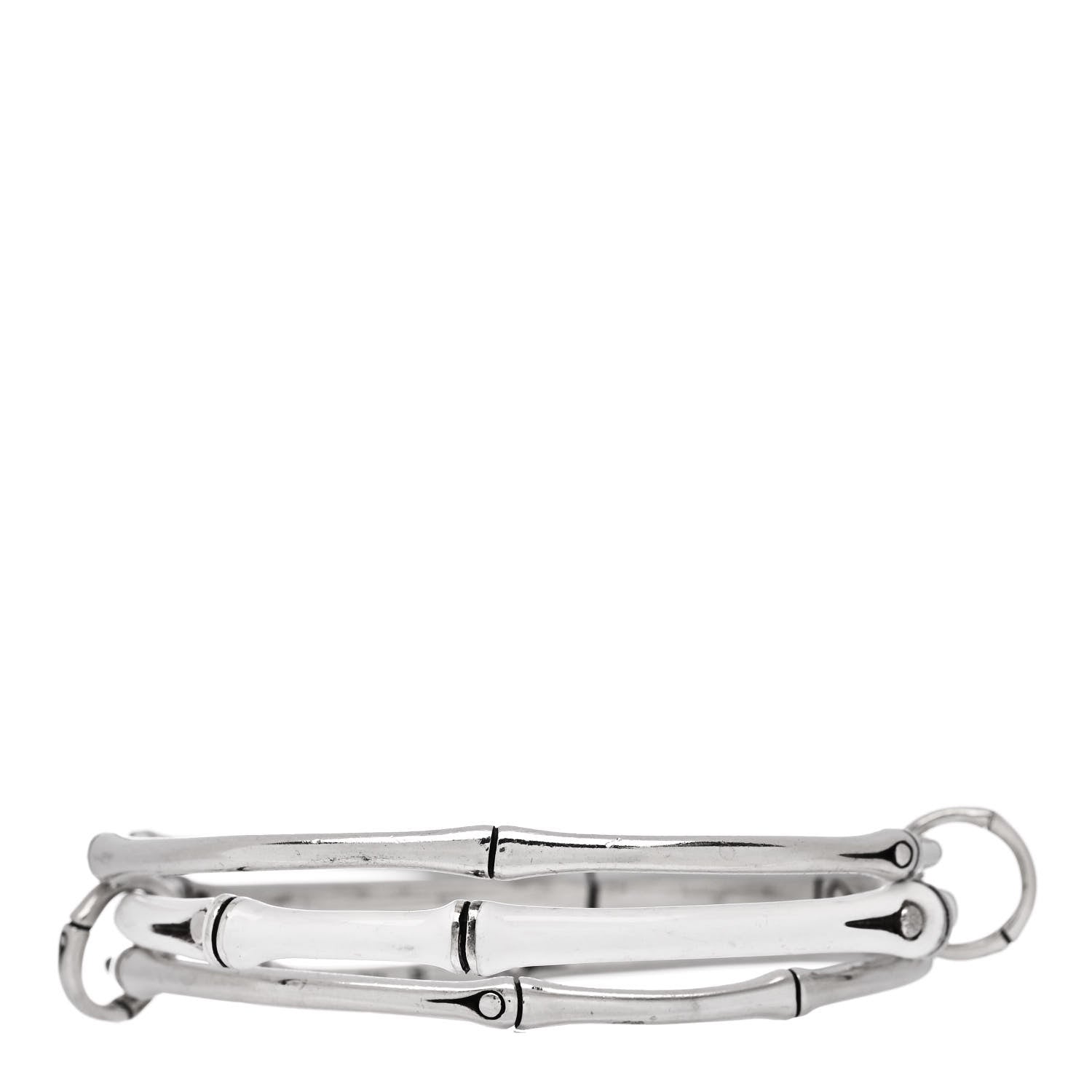 John Hardy Sterling Silver Enamel Bamboo Bangle Bracelet Set of 3 White 2 of 4