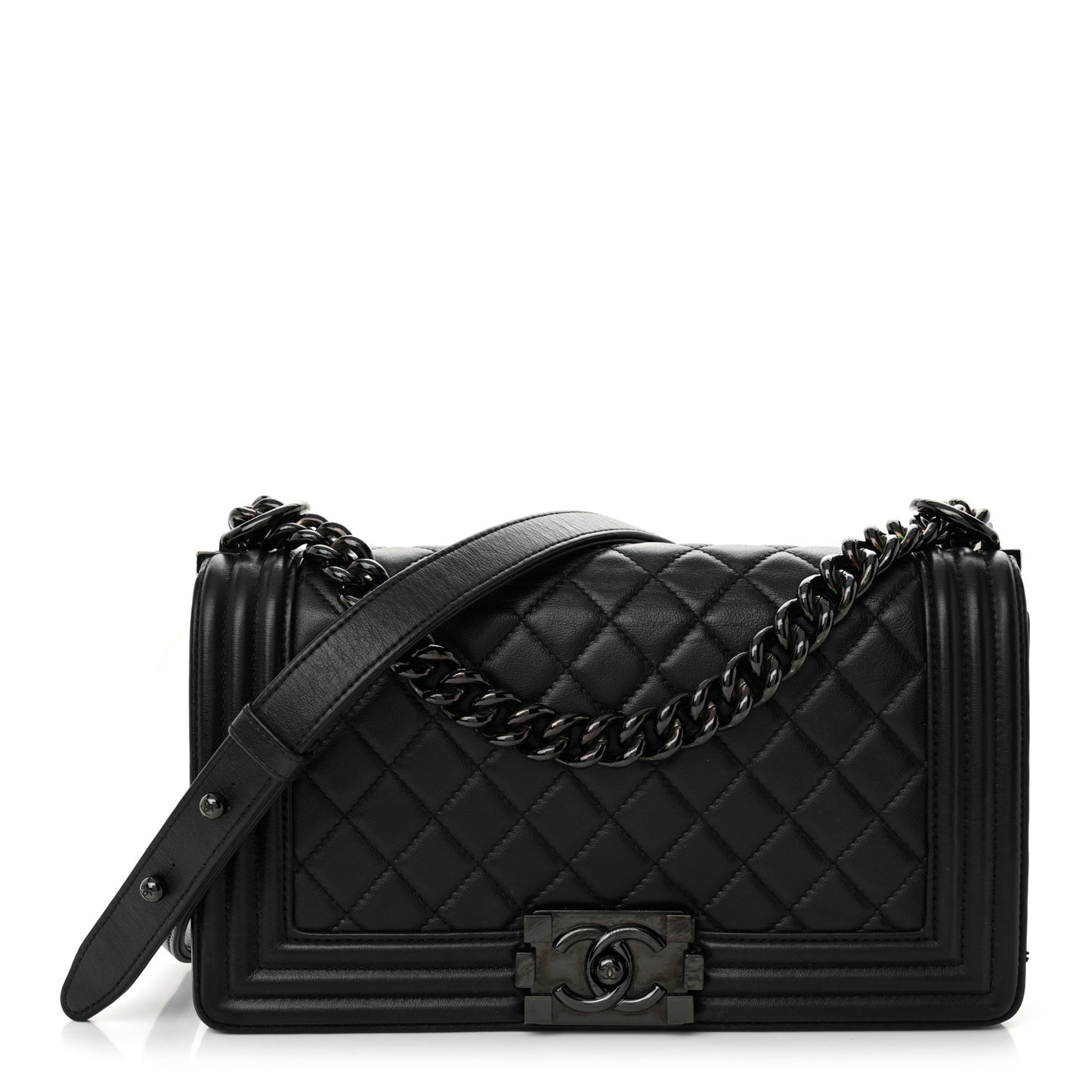 Calfskin Quilted Medium Boy Flap So Black