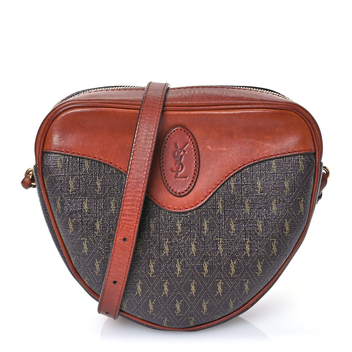 Canvas Smooth Calfskin Le Monogramme Coeur Crossbody Chestnut