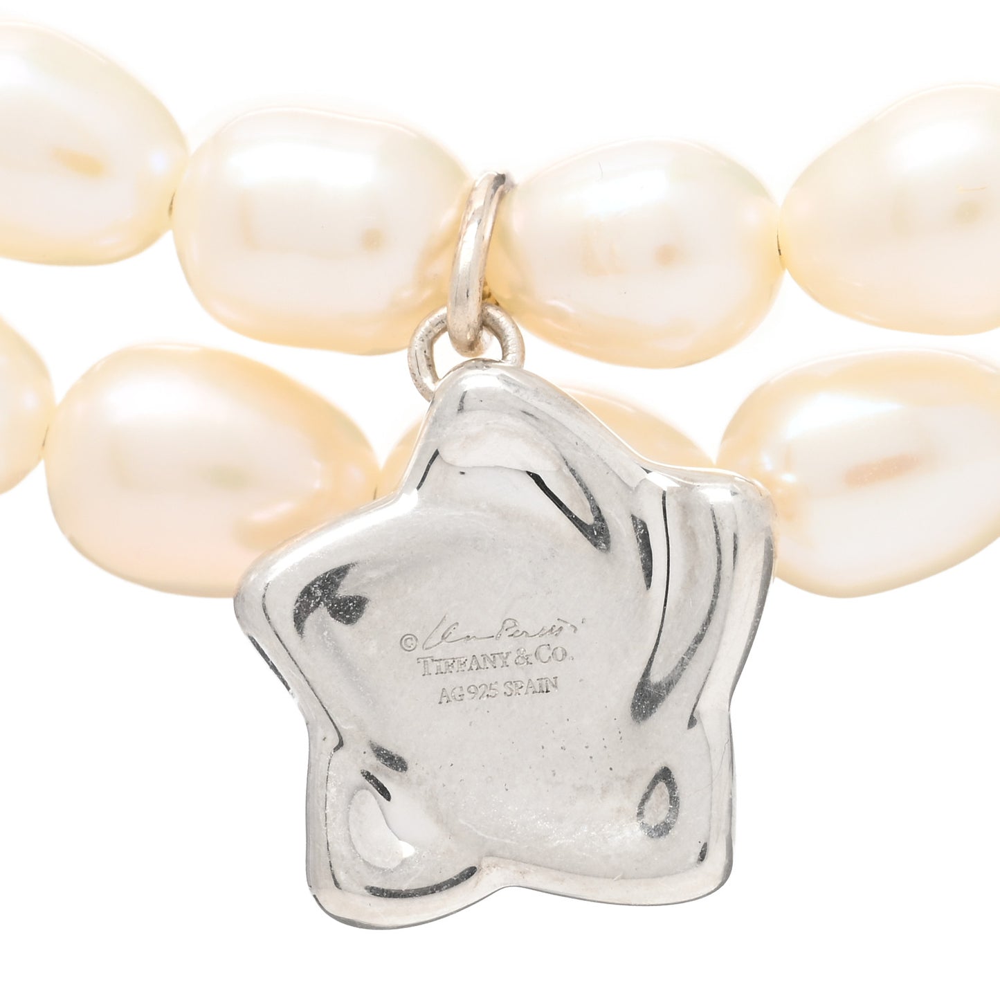 Sterling Silver Pearl Elsa Peretti Star Pendant Necklace