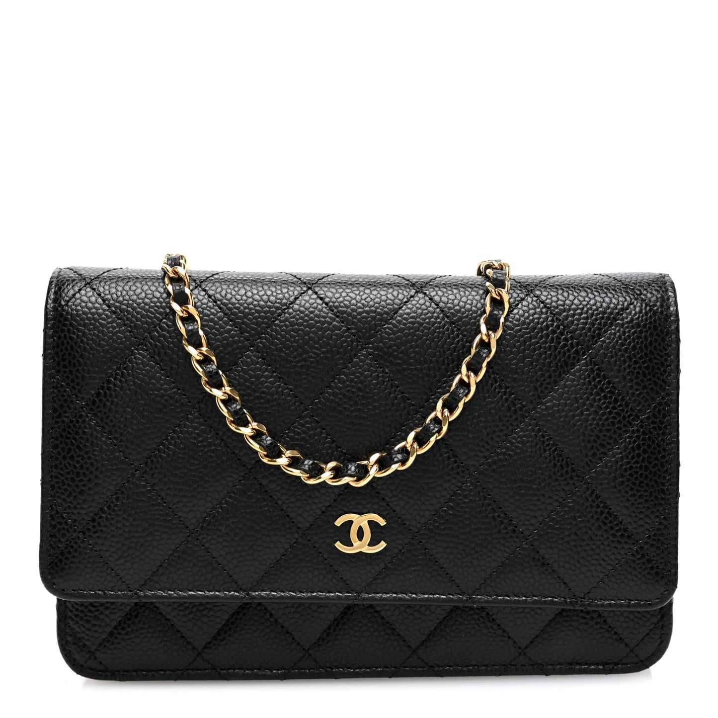 Caviar Quilted Wallet on Chain WOC Black
