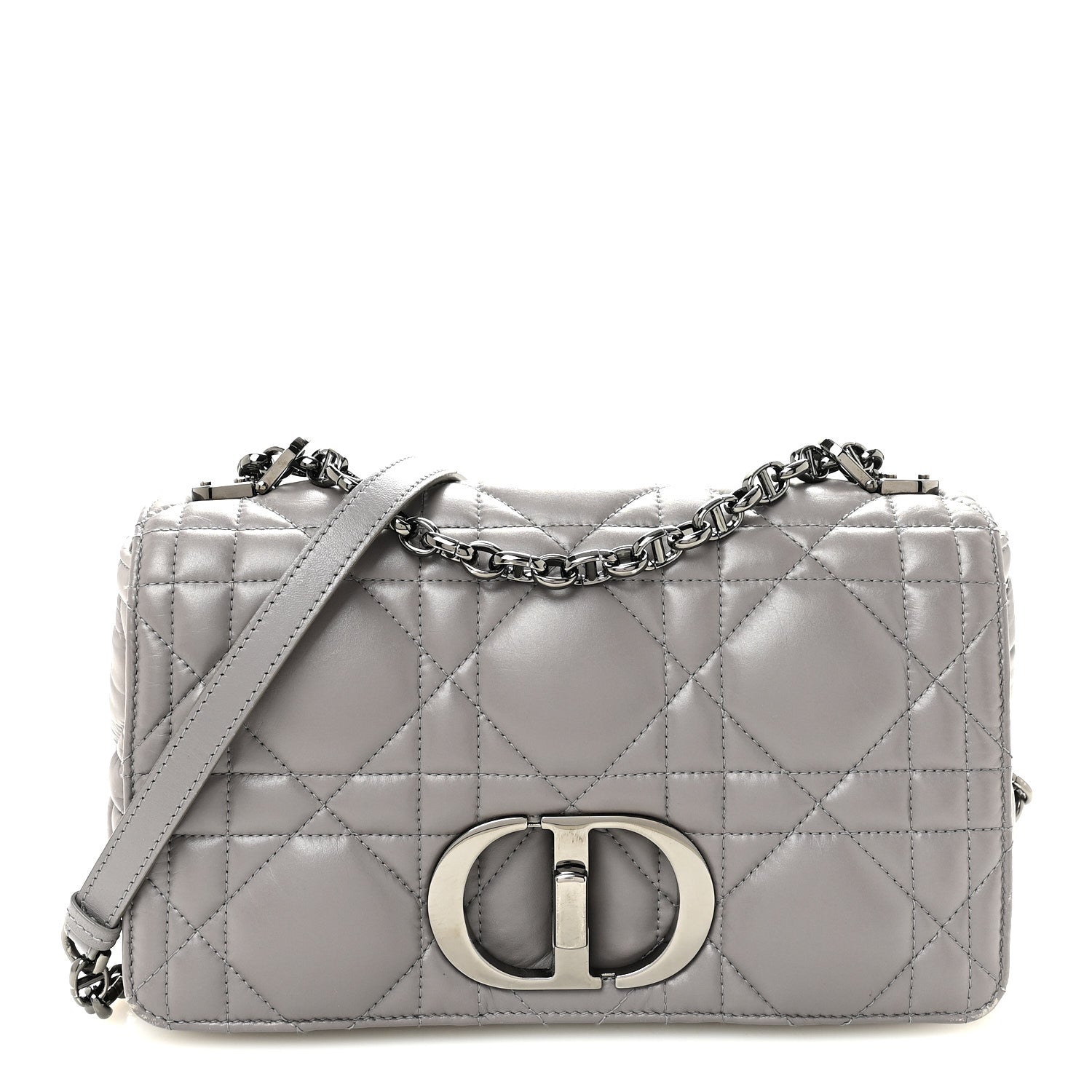 DIOR グレー カーゴ　 サイズ50 Christian Dior Calfskin Macrocannage Medium Caro Bag Iron Grey