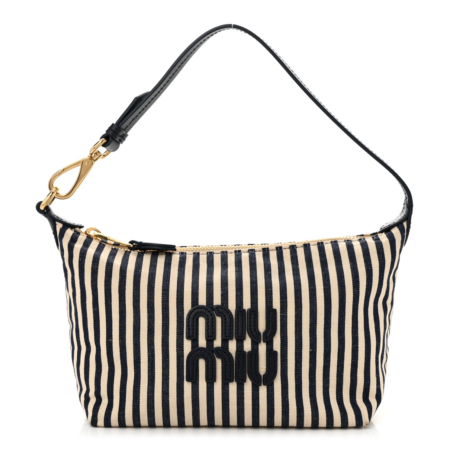 Miu Miu Jacqaurd Striped Pouch Beige Baltic Blue 1697717