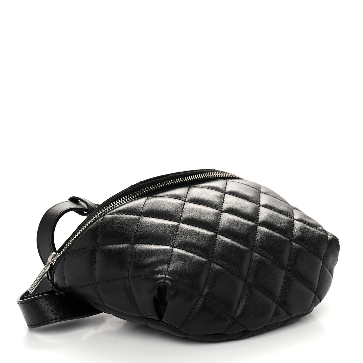 Calfskin Quilted Waist Belt Bag Black