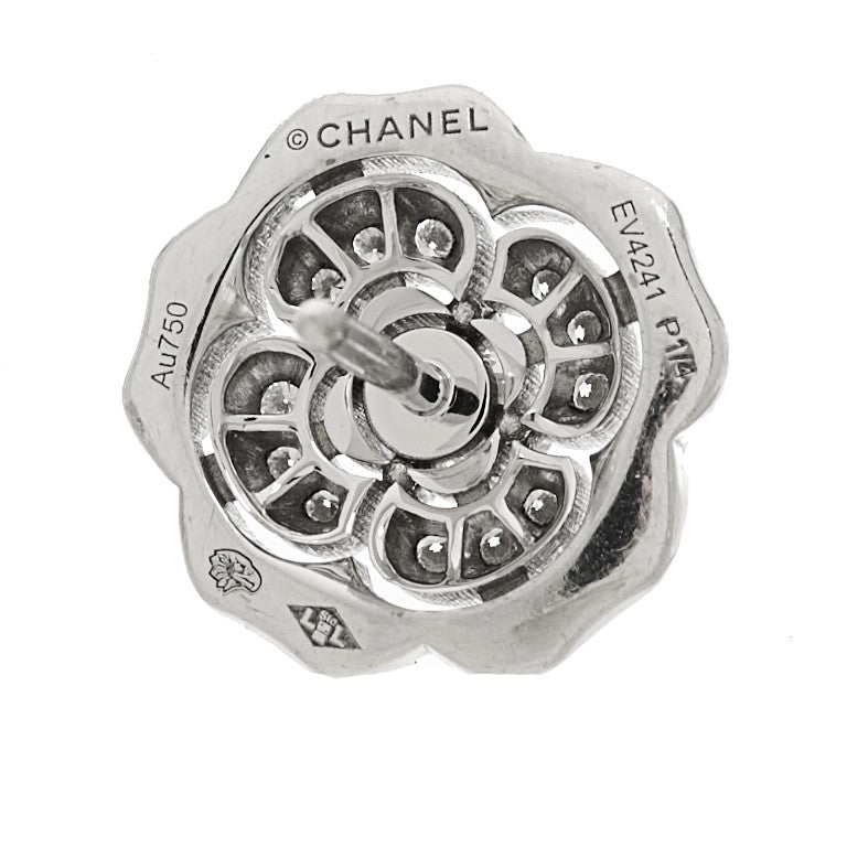 18K White Gold Diamond Bouton de Camelia Transformable Earrings