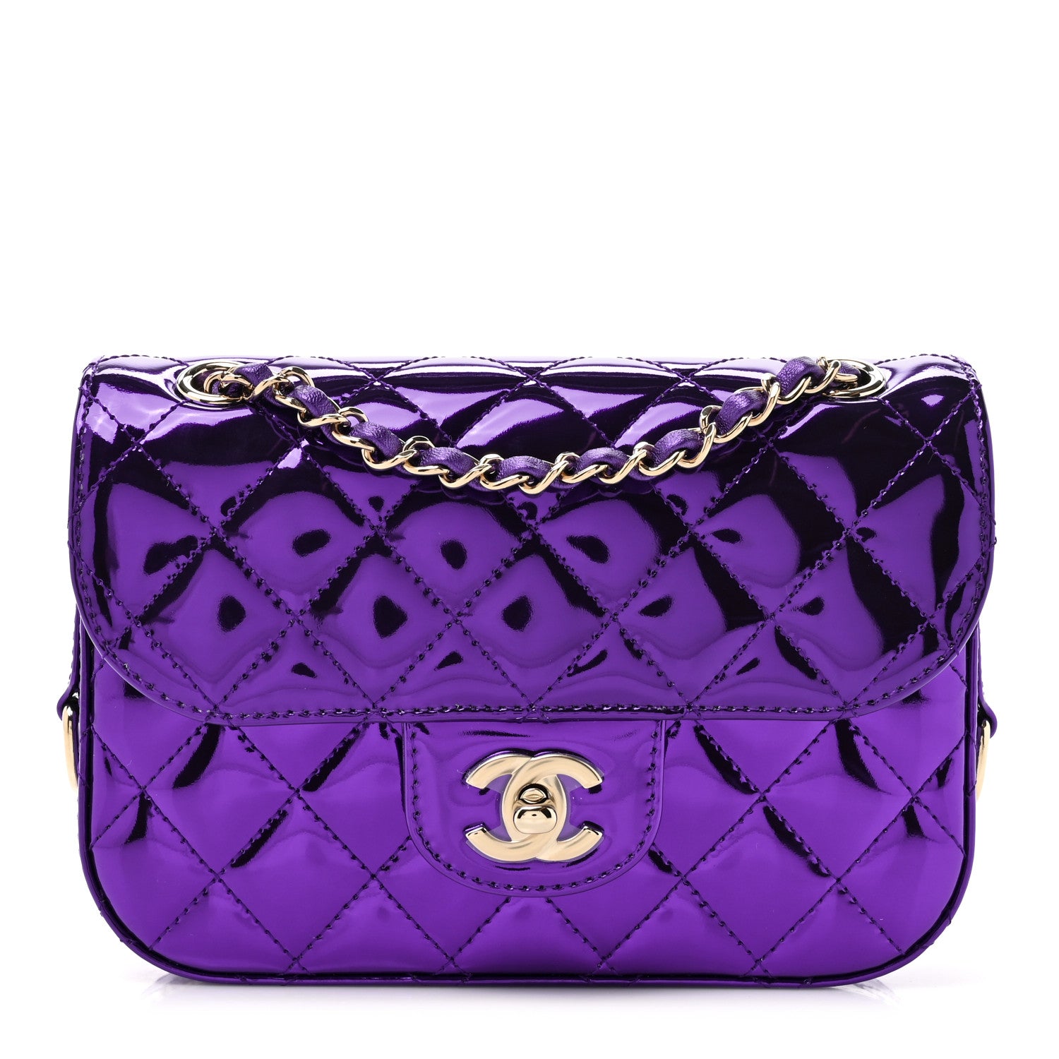 Chanel Mirror Calfskin Metallic Calfskin Quilted Hollywood Boulevard Mini Flap With Star Coin Purse Purple 1 of 13