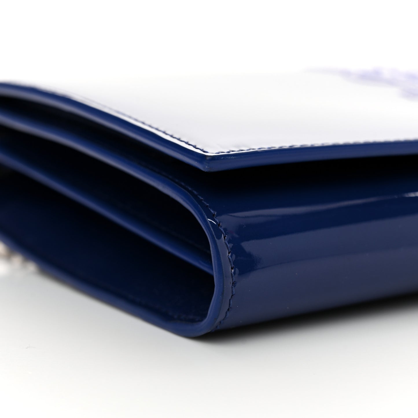 Patent Calfskin Belle de Jour Chain Clutch Blue