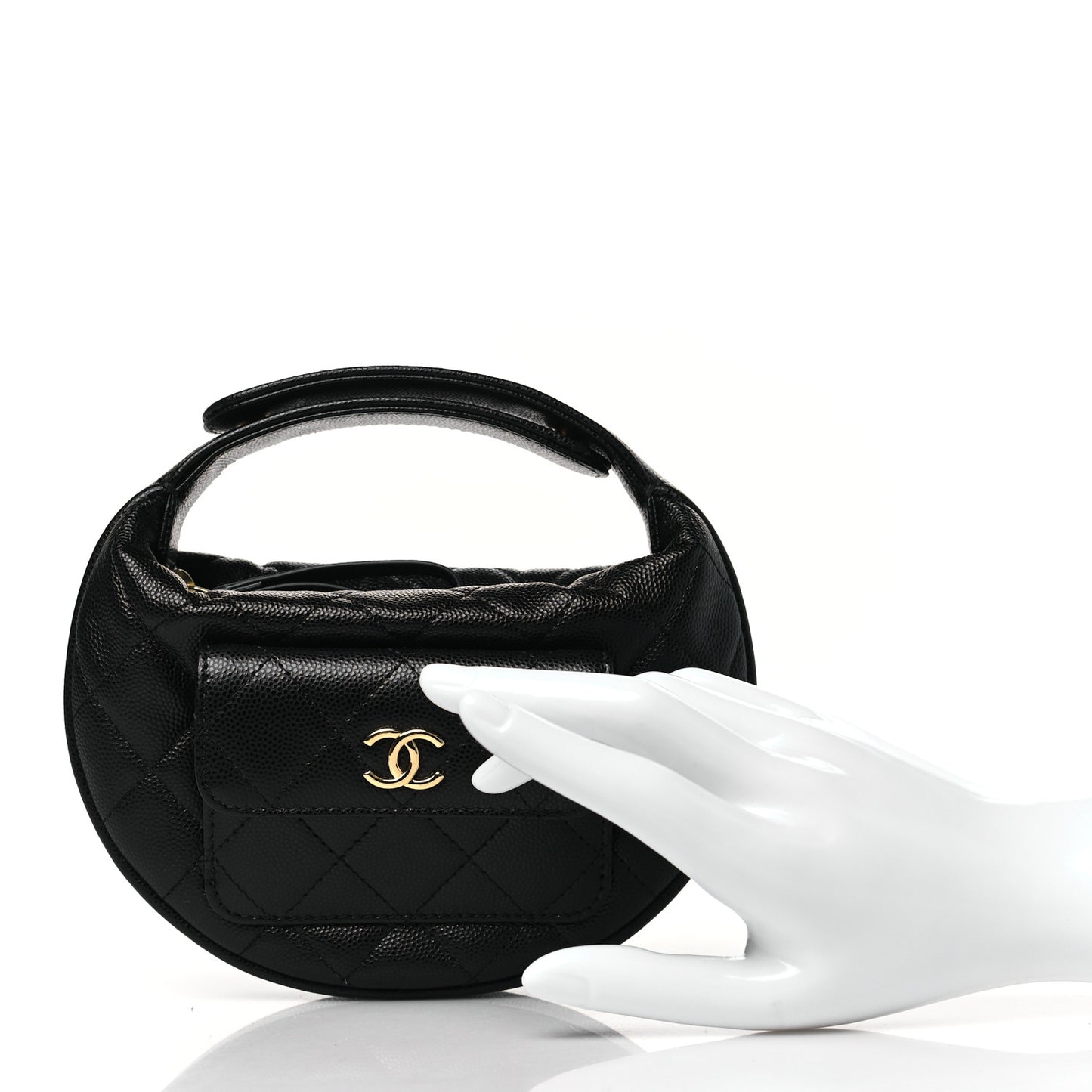 Caviar Quilted Polly Pocket Pouch Hobo Black