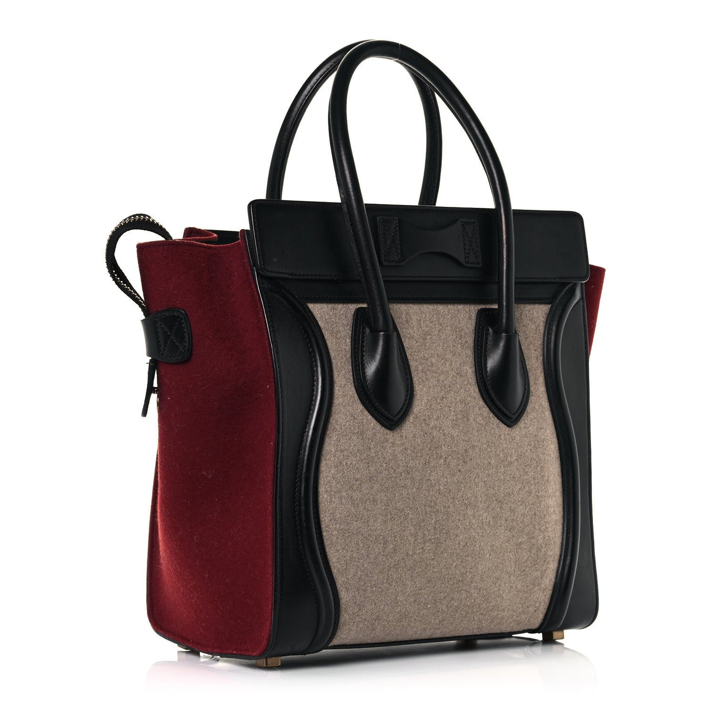 Felt Smooth Calfskin Micro Tri-Color Luggage Brown Black