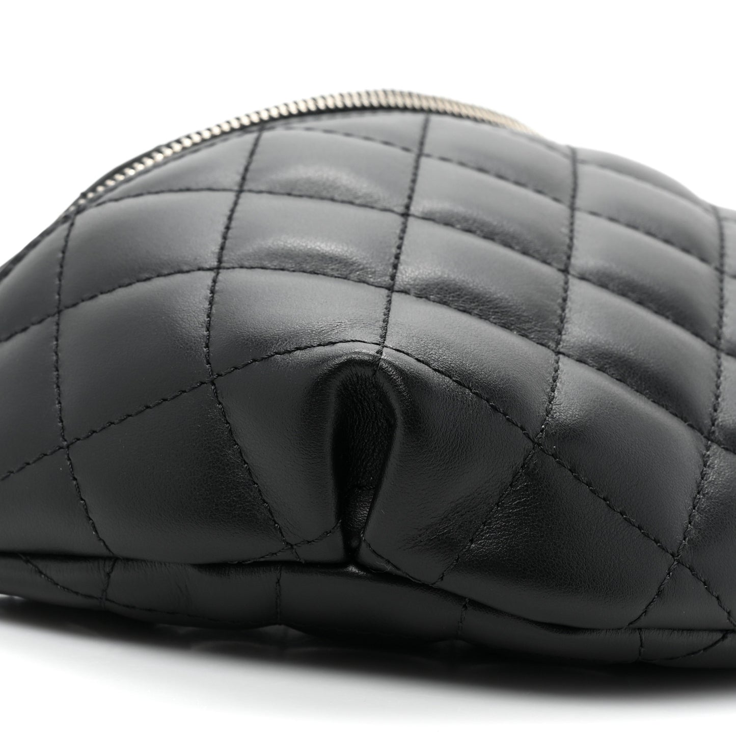Calfskin Quilted Waist Belt Bag Black