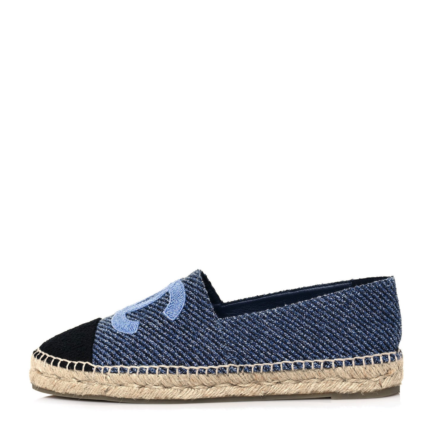 Cotton Tweed CC Espadrilles 41 Blue Ecru Black