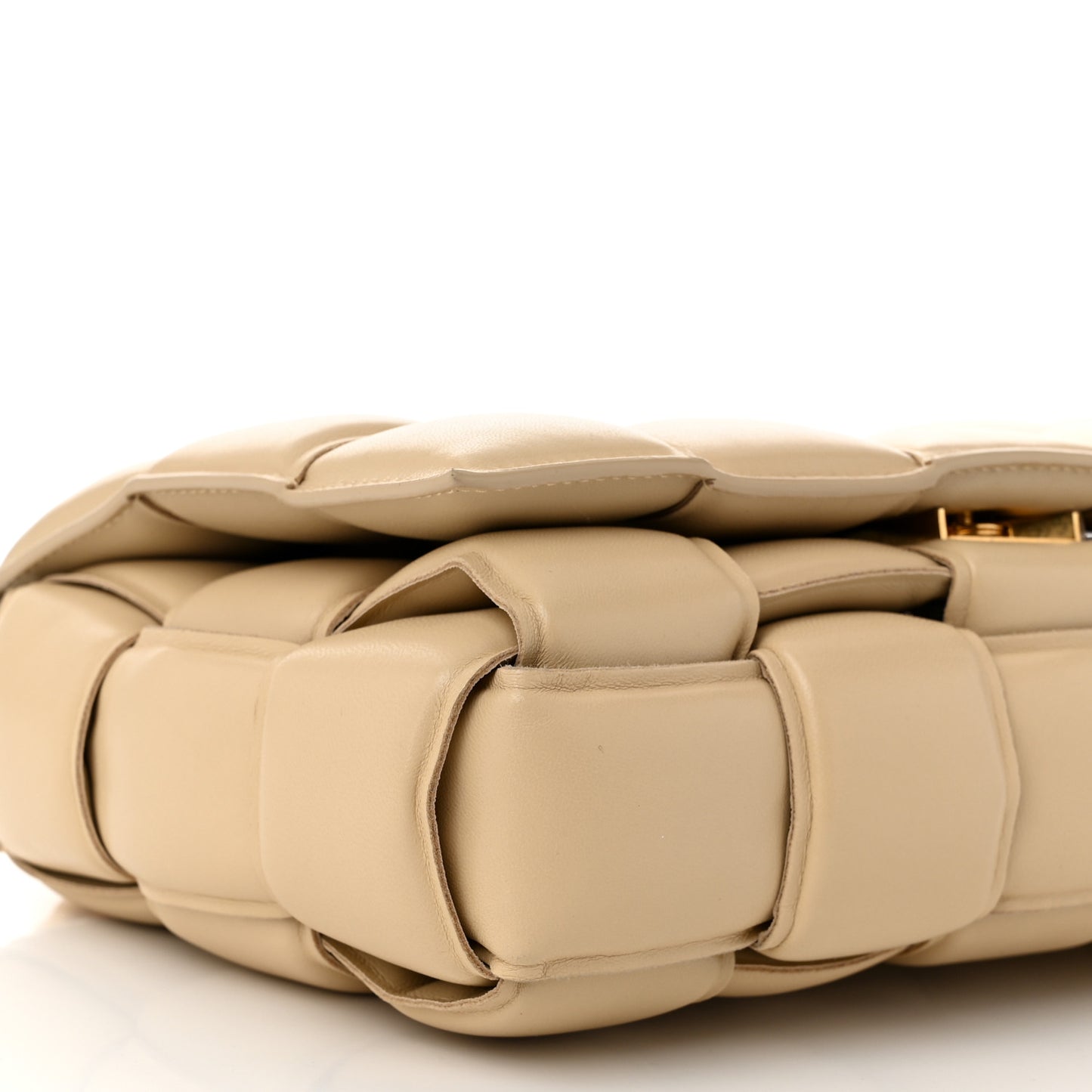 Lambskin Maxi Intreccio Padded Chain Cassette Crossbody Bag Porridge