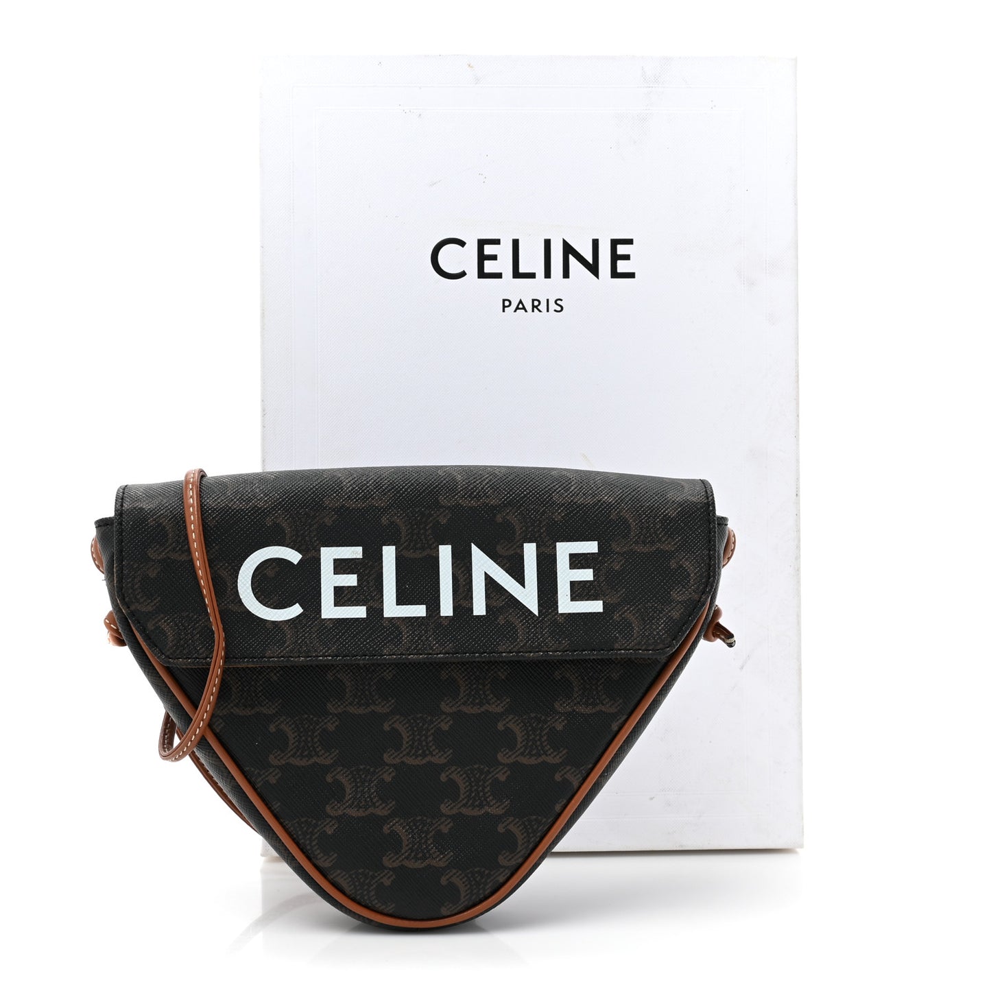 Triomphe Canvas Triangle Crossbody Bag Tan