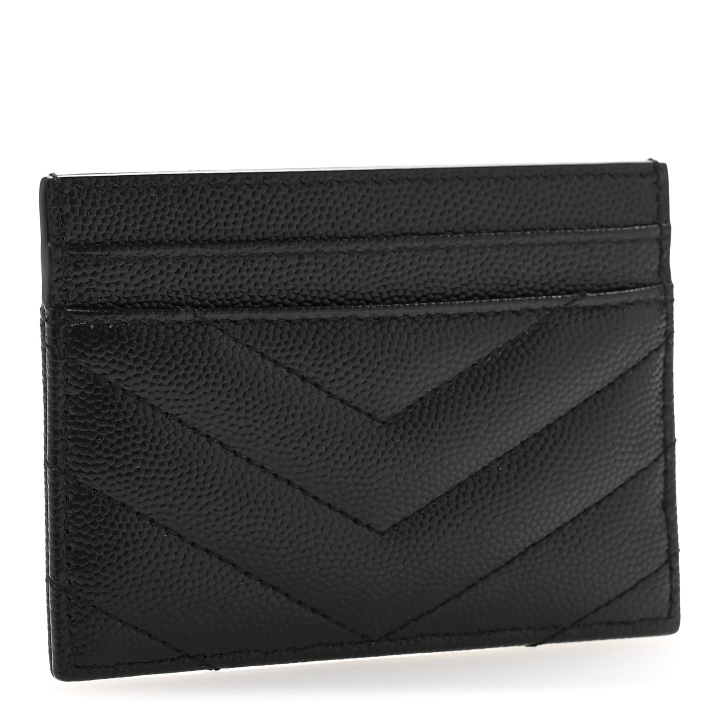 Grain De Poudre Matelasse Chevron Monogram Credit Card Case Black