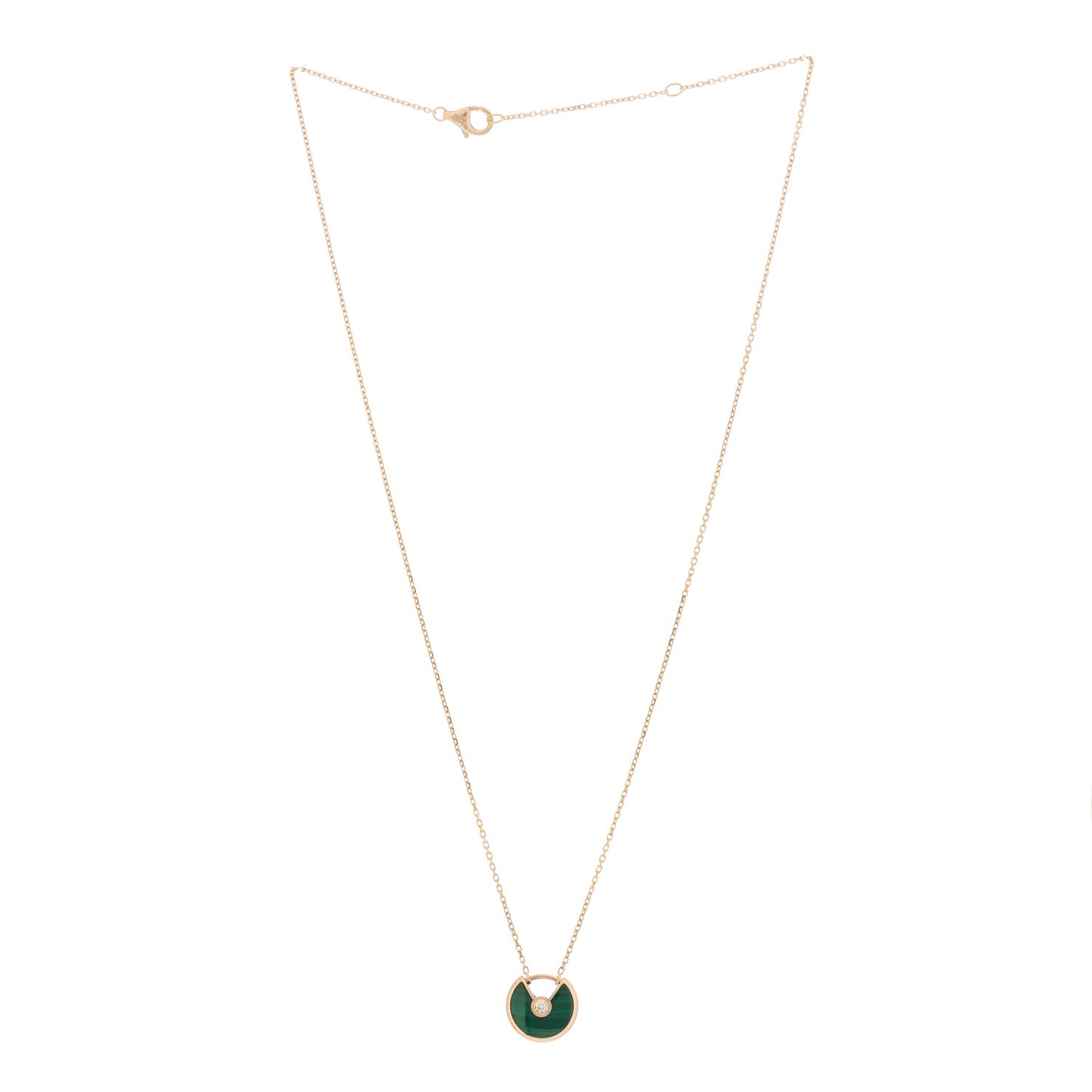 18K Pink Gold Diamond Malachite XS Amulette de Cartier Pendant Necklace