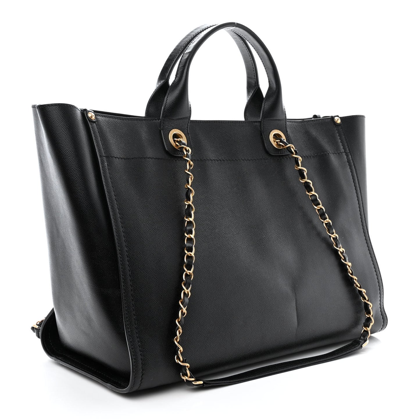 Caviar Medium Studded Deauville Tote Black