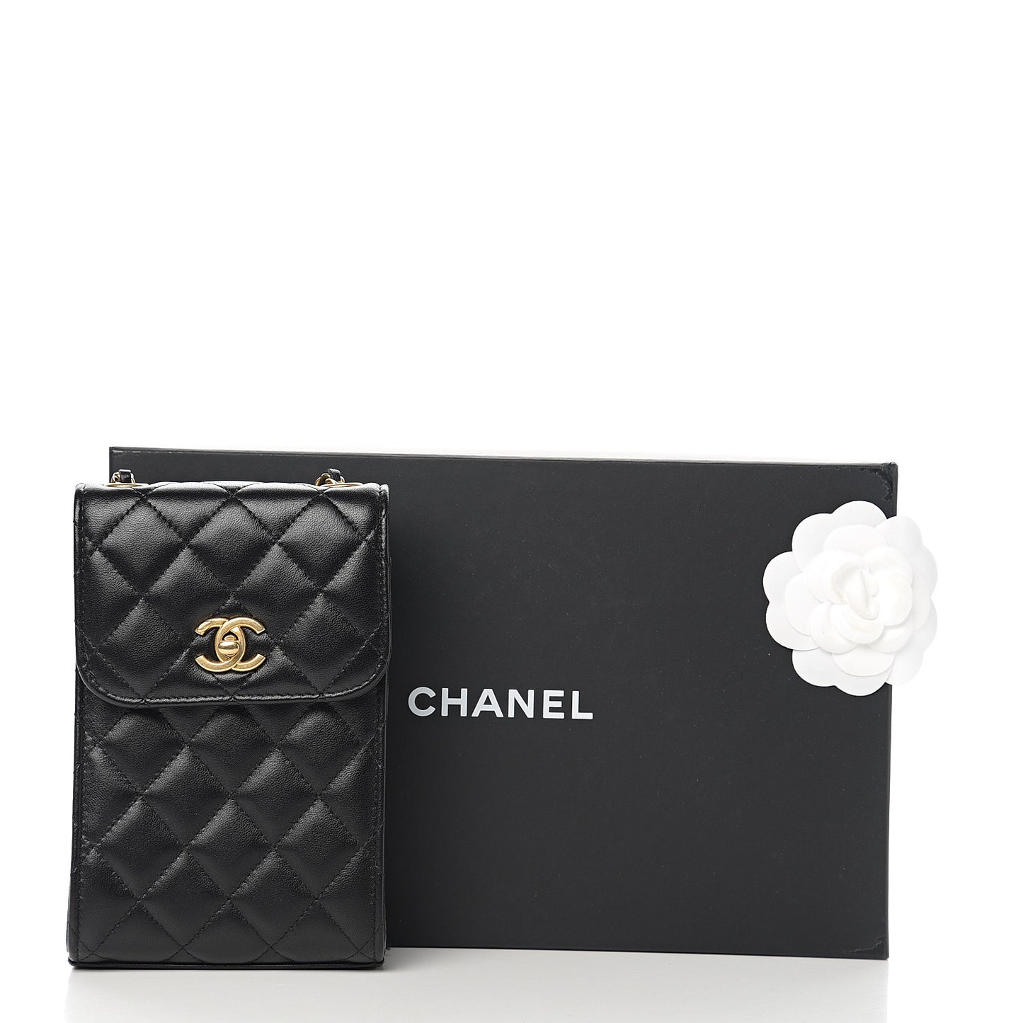 Lambskin Quilted Vertical Pearl Crush Flap With Chain Black