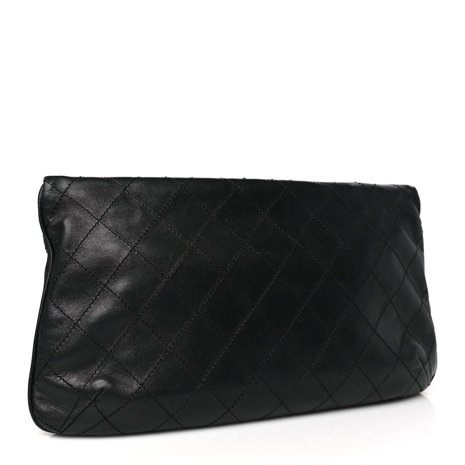 Chanel Lambskin Diamond Stitch Convertible Clutch Black 3 of 9