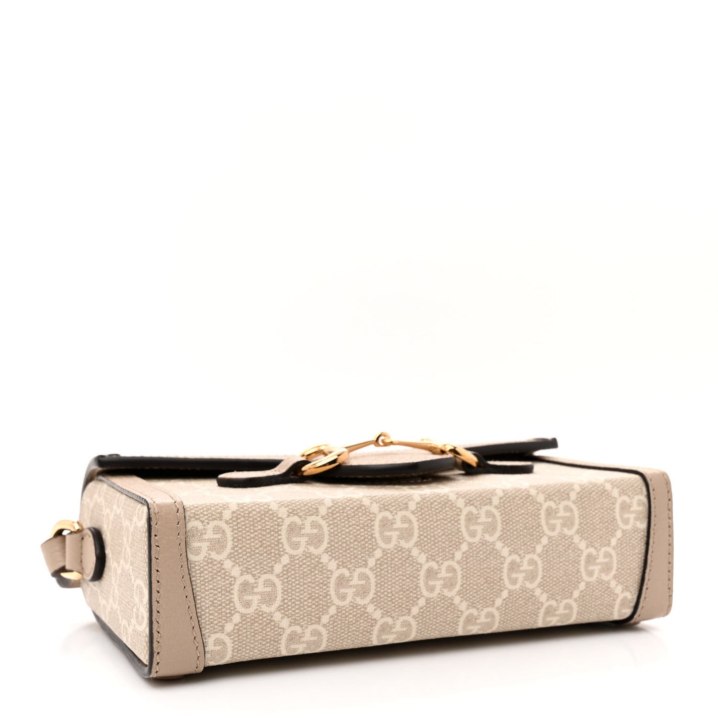 GG Supreme Monogram Textured Dollar Calfskin Mini Horsebit 1955 Shoulder Bag Beige Mystic White Oatmeal