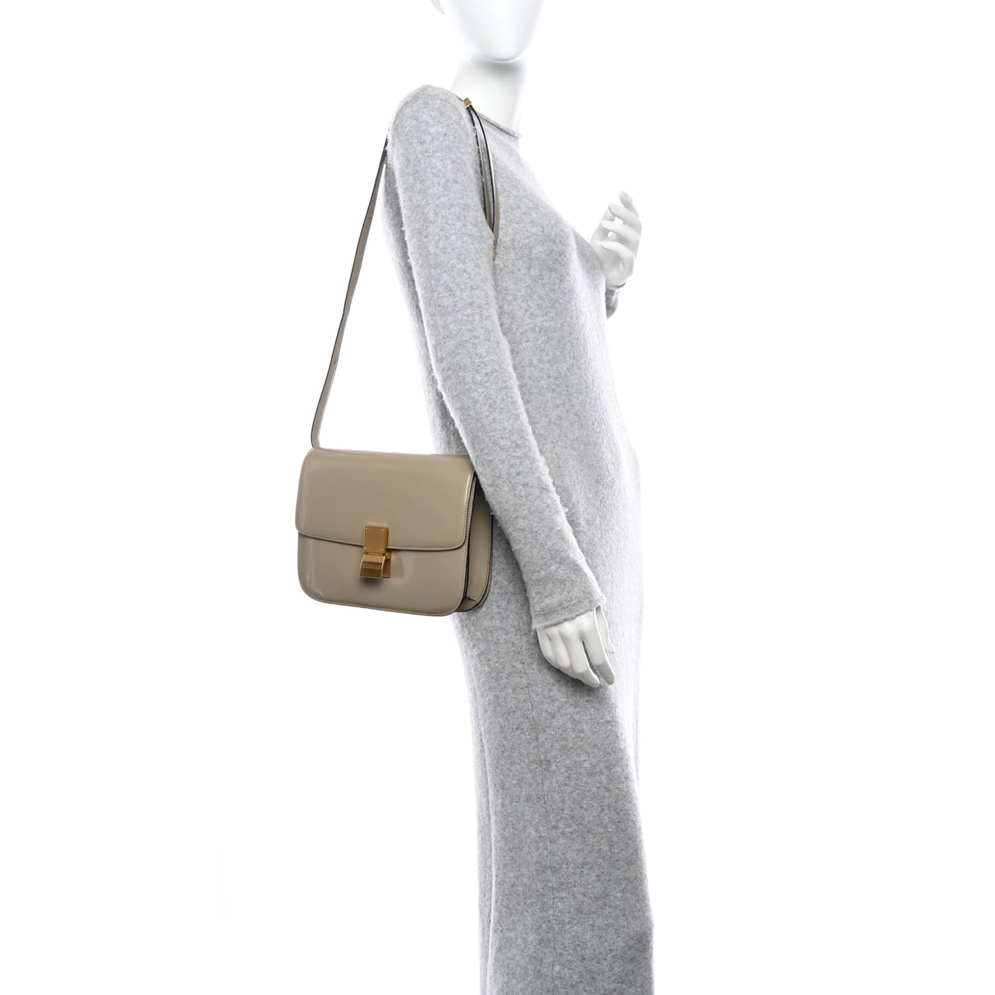 Spazzolato Calfskin Medium Classic Box Flap Bag Taupe