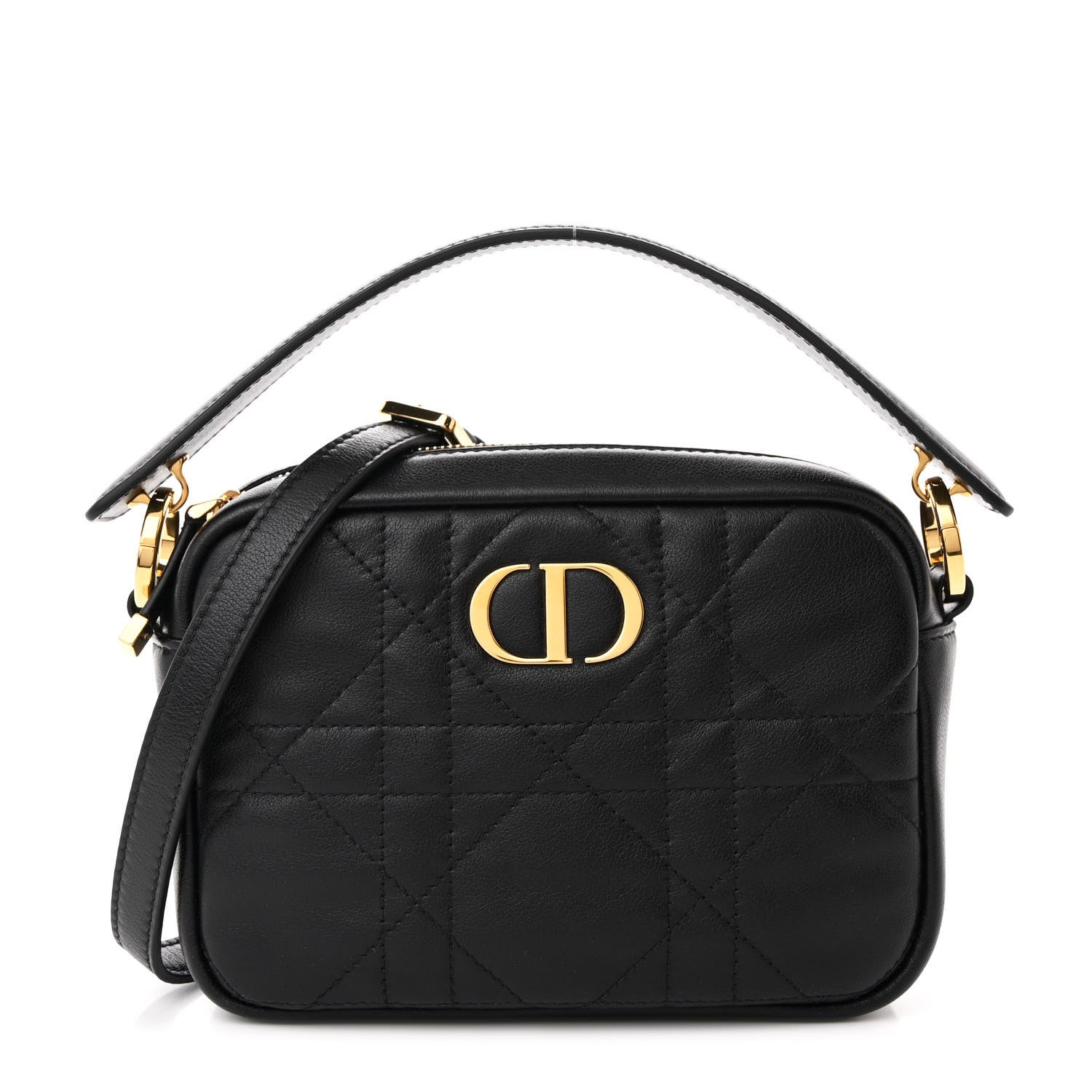 Christian Dior Calfskin Macrocannage Caro Camera Bag Black 1668214